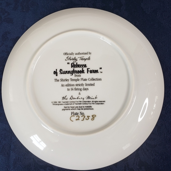 Shirley Temple Rebecca of Sunnybrook Farm Danbury Mint Collectors Plate Vintage - Picture 8 of 12
